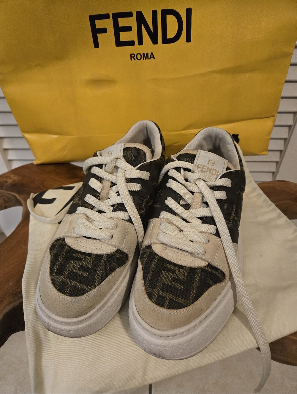 FЕNDI Match FF Jacquard Suede Platform Sneakers Women 39/ US 8.5